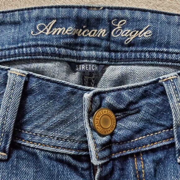 American Eagle Distressed Original Boot Denim Jeans Size 2 Low Rise - Picture 4 of 9